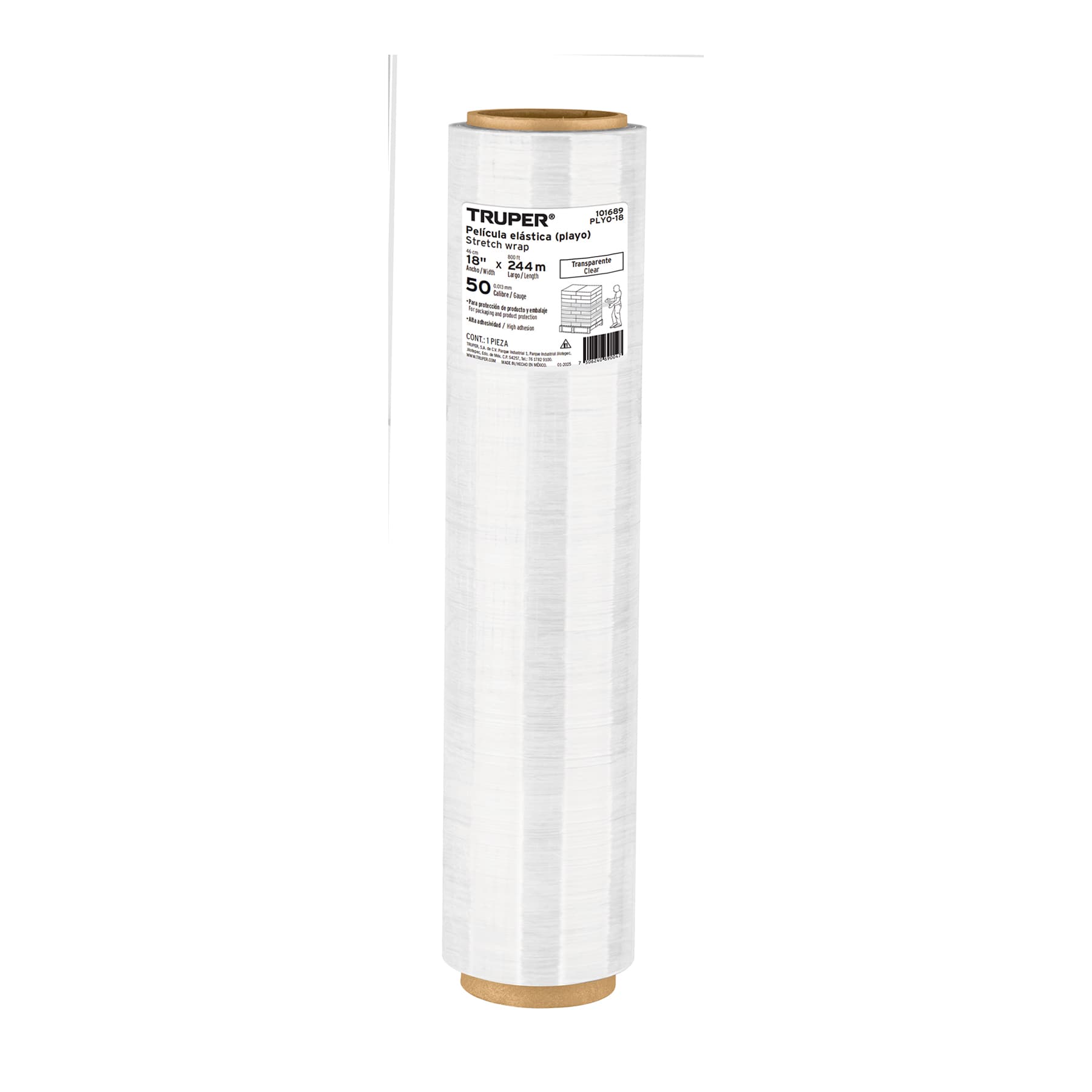 Pelicula P/Emplayar 18" x 244 M Cal 50 PLYO-18 Truper