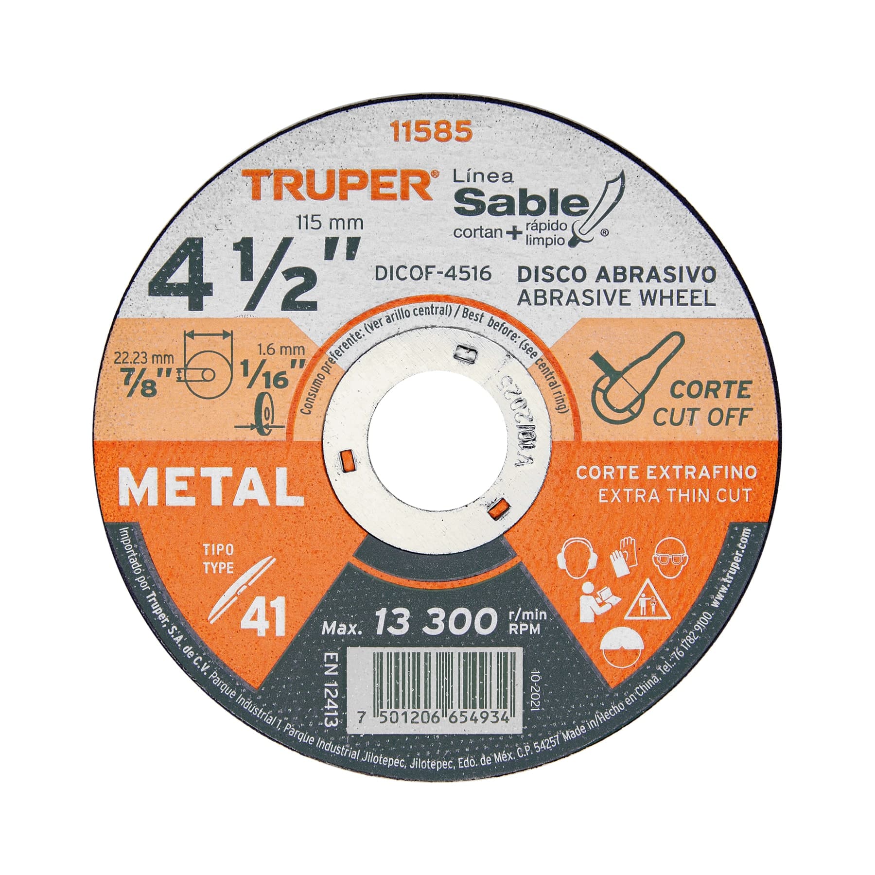 Disco Abrasivo Metal DICOF-4516 Truper