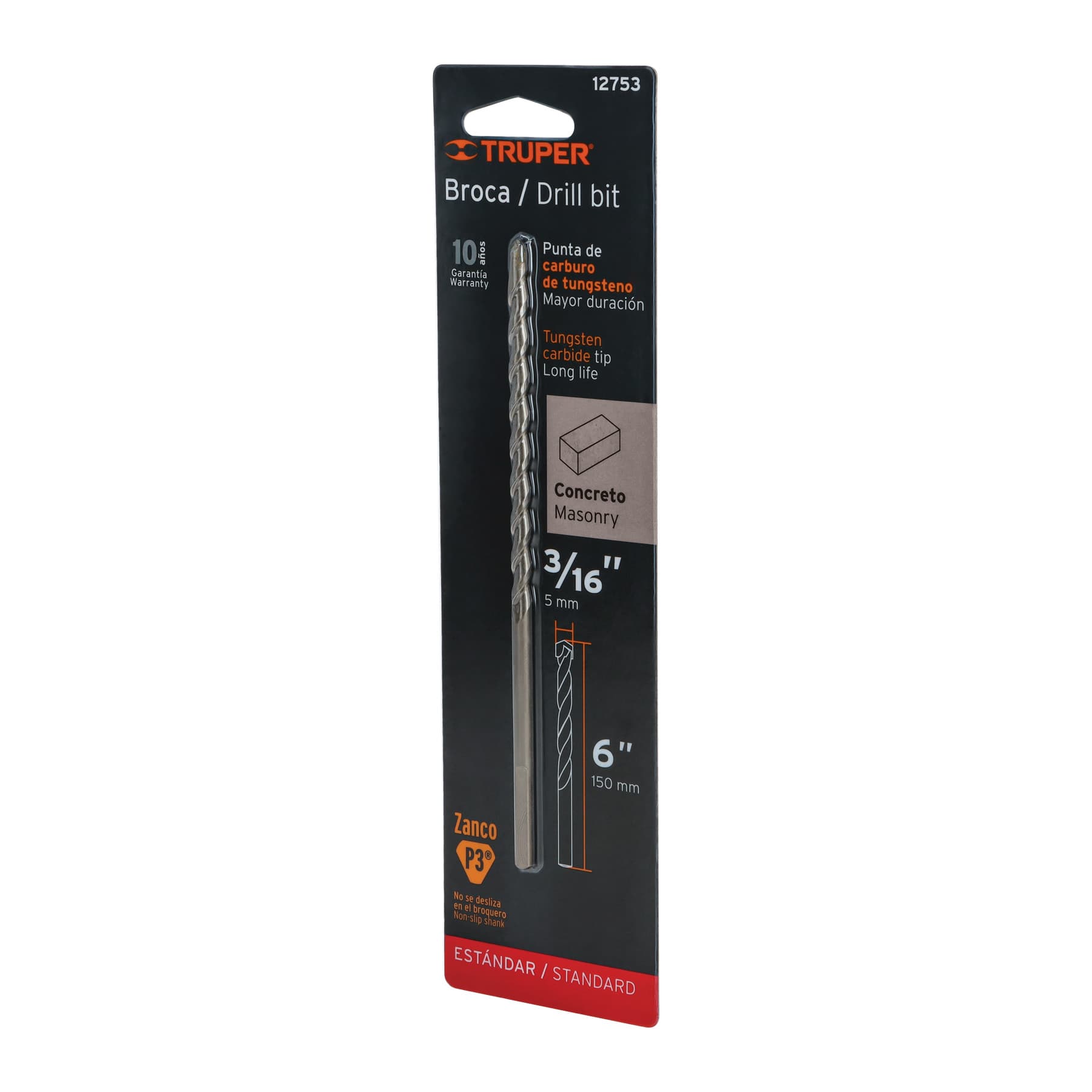 Broca P/Concreto 3/16" x 6" BCT-3/16X6-B Truper