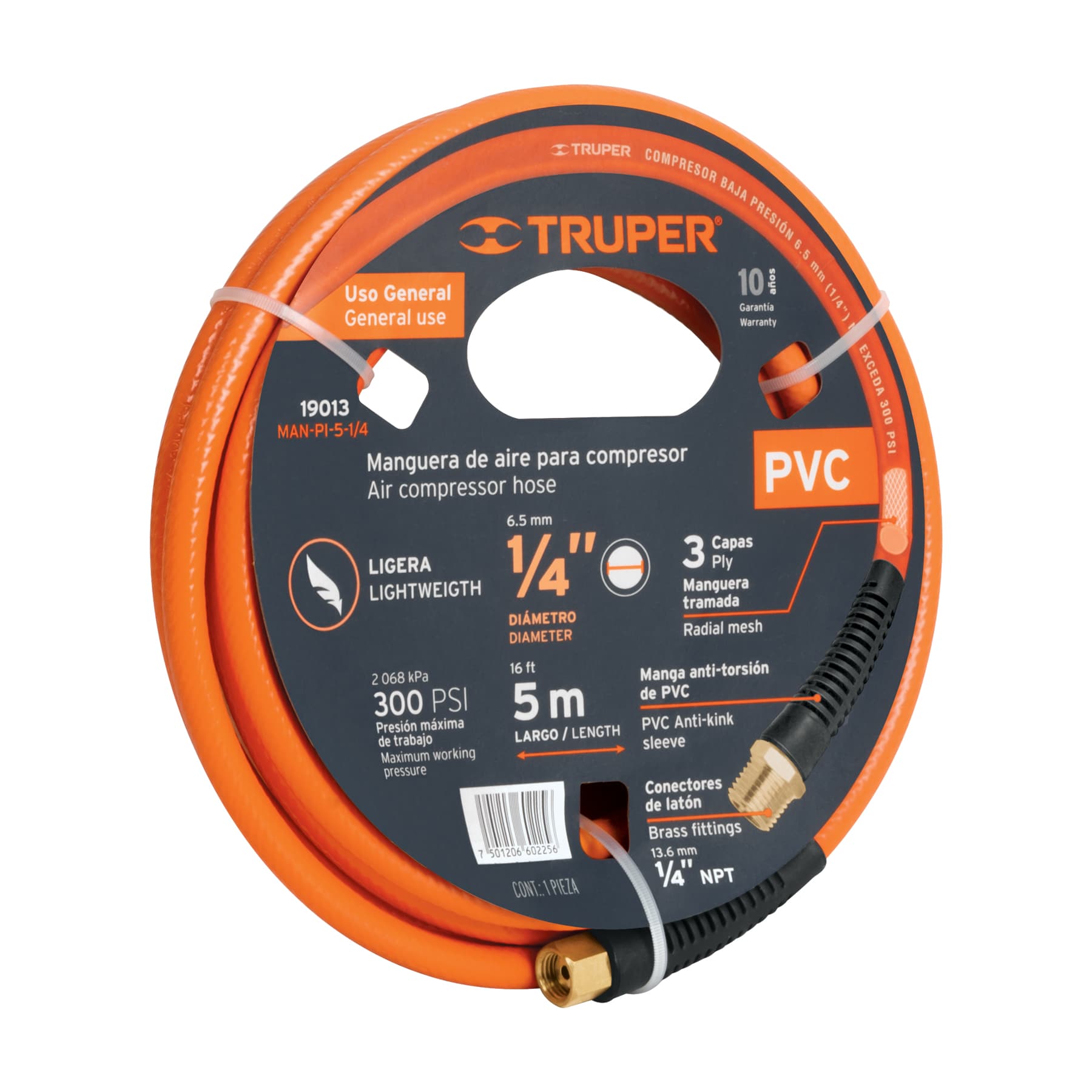 Manguera P/Compresor Baja Presión 1/4" x 5 MT MAN-PI-5-1/4 Truper