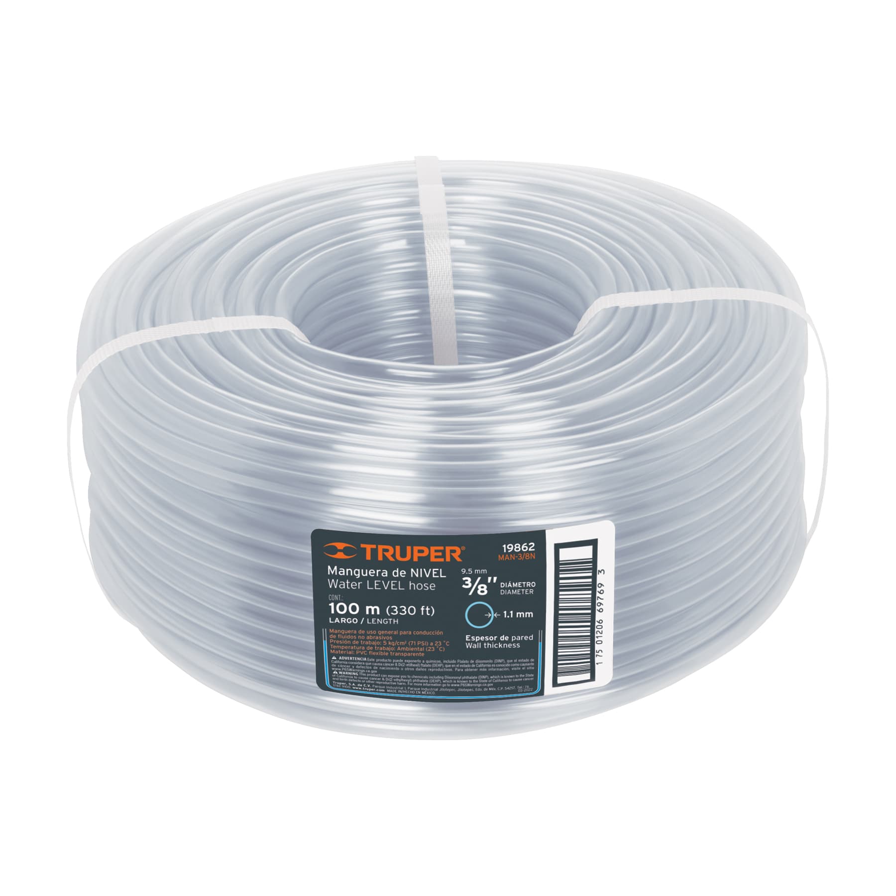 Manguera Industrial Transparente 3/8" x 1 MT MAN-3/8N