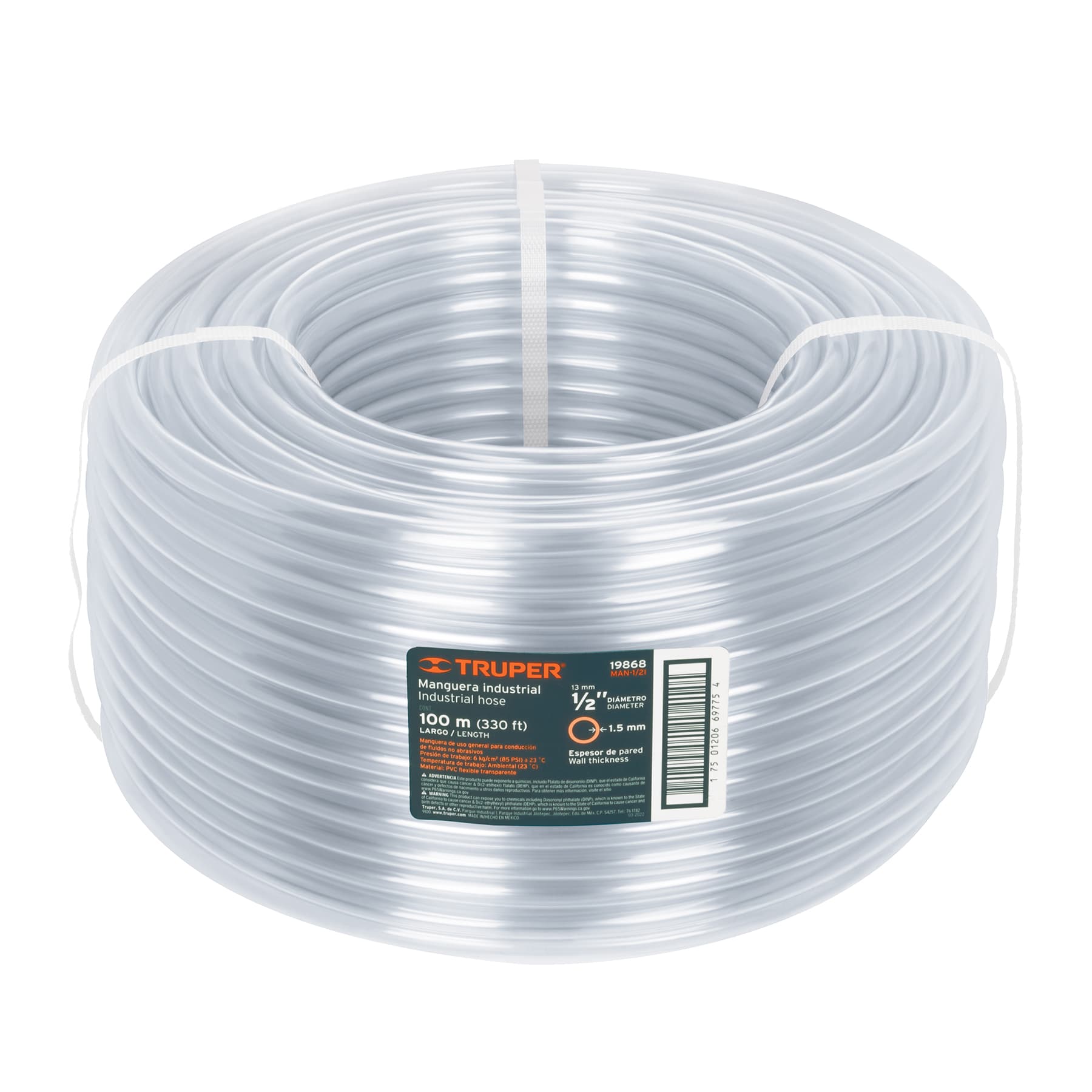 Manguera Industrial Transparente 1/2" x 1 MT MAN-1/2I Truper