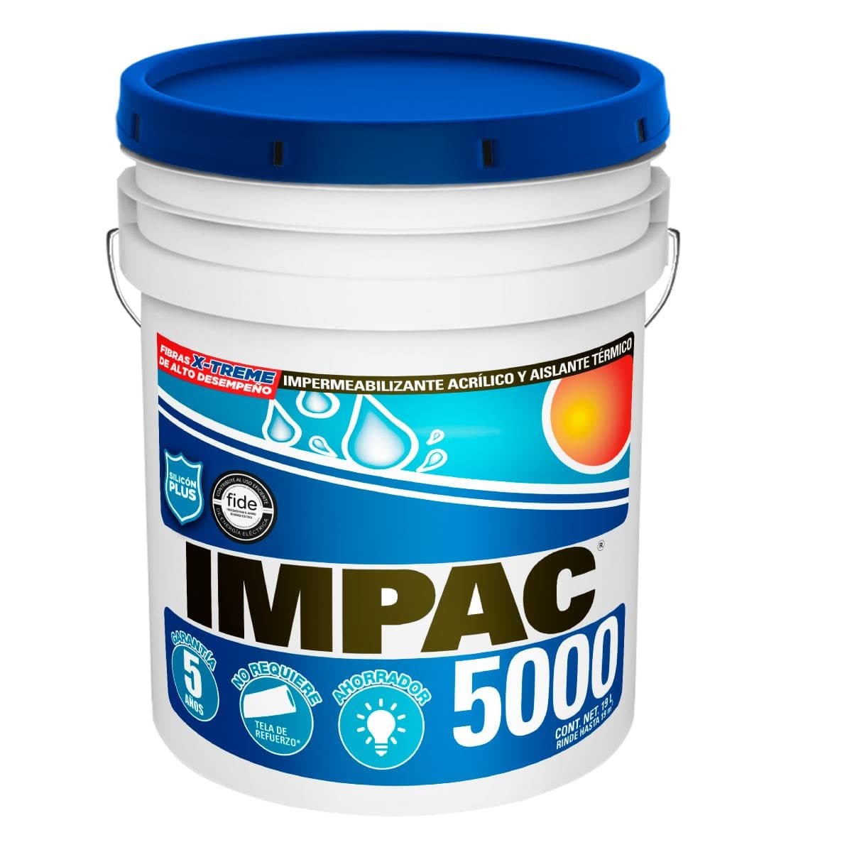 Impermeabilizante 5 Años Fibratado 19 L (Azul) IM-5000 Impac