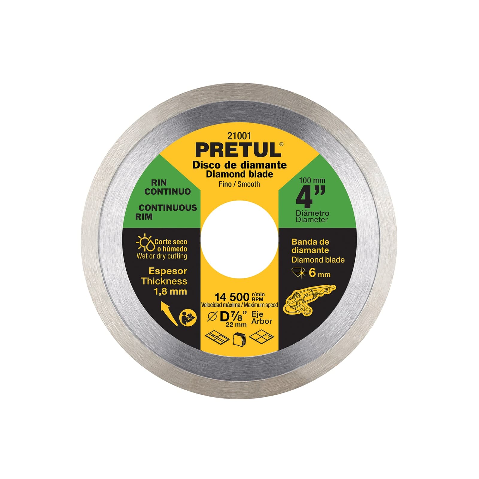Disco P/Corte Diamante 4" x 1.88 MM Rin Continuo DID-140P Pretul