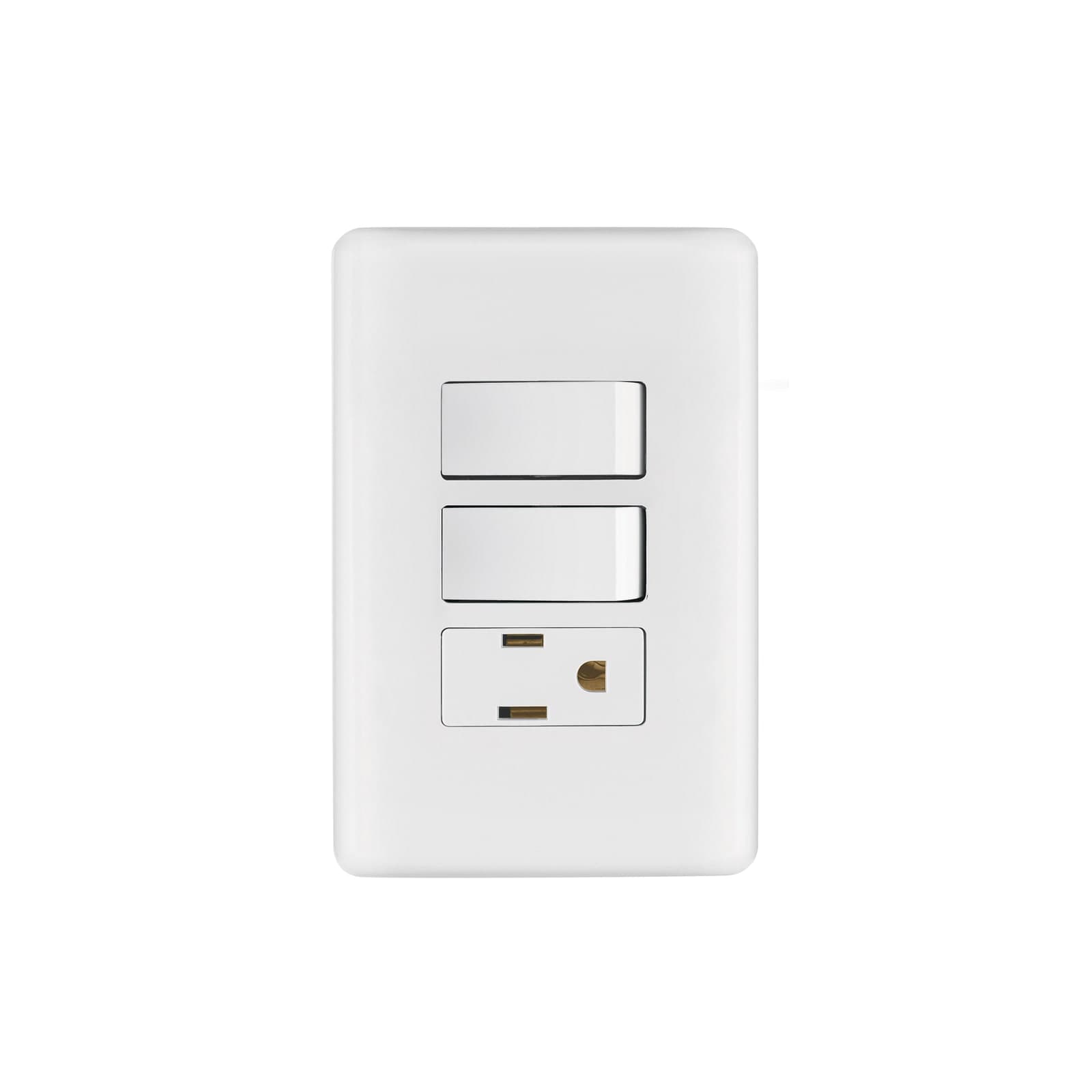 Placa Armada 2 Apagadores 1 Contacto Blanco PA-APCO-B2 Volteck Basic