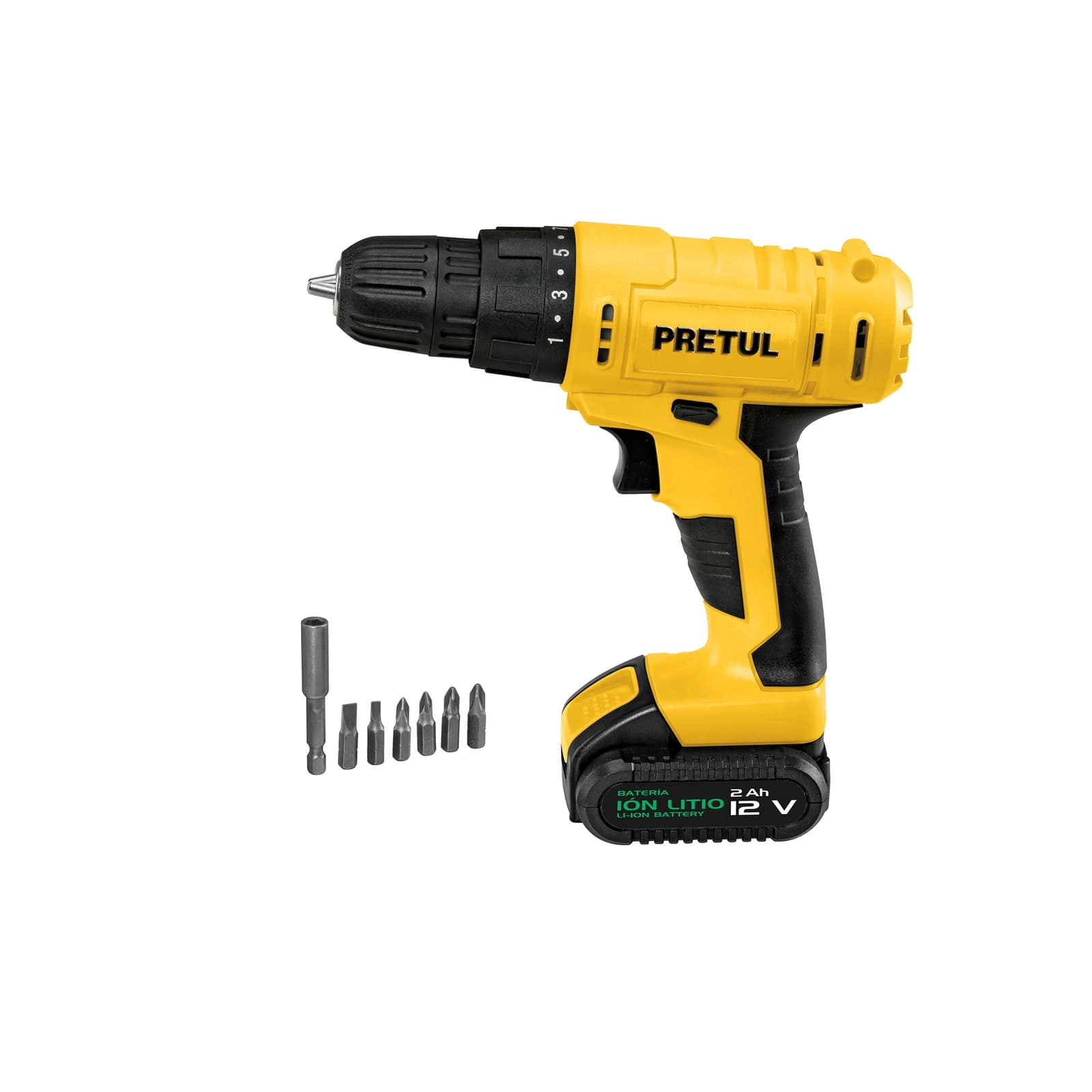 Taladro Inalámbrico 3/8" 600 RPM 12 V Bat + Carg + Puntas TALI-12P Pretul