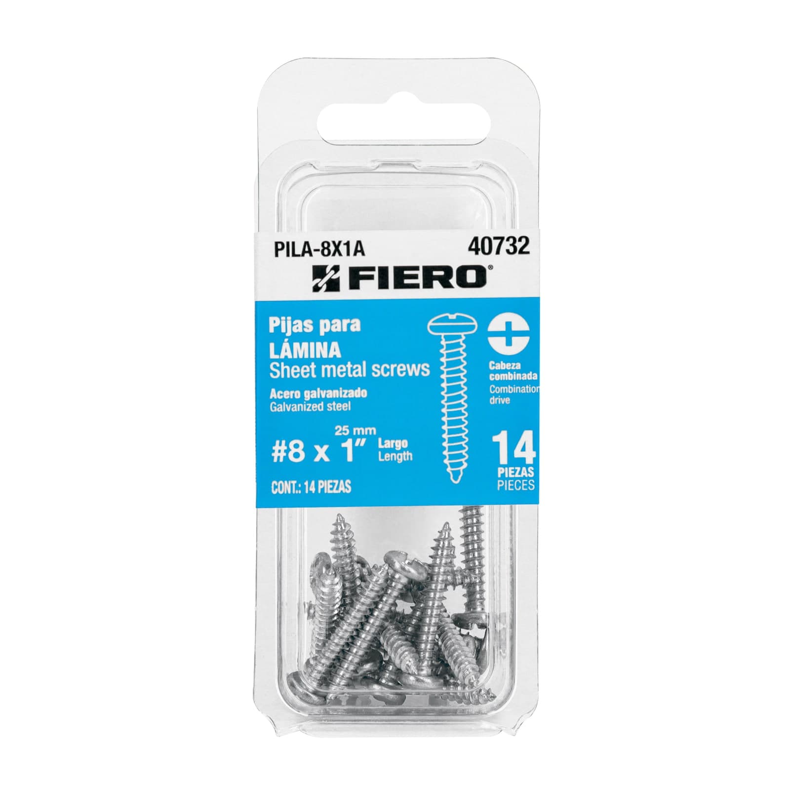 Pija P/Lamina Blister #8 x 1" 14 Pzs PILA-8X1A Fiero