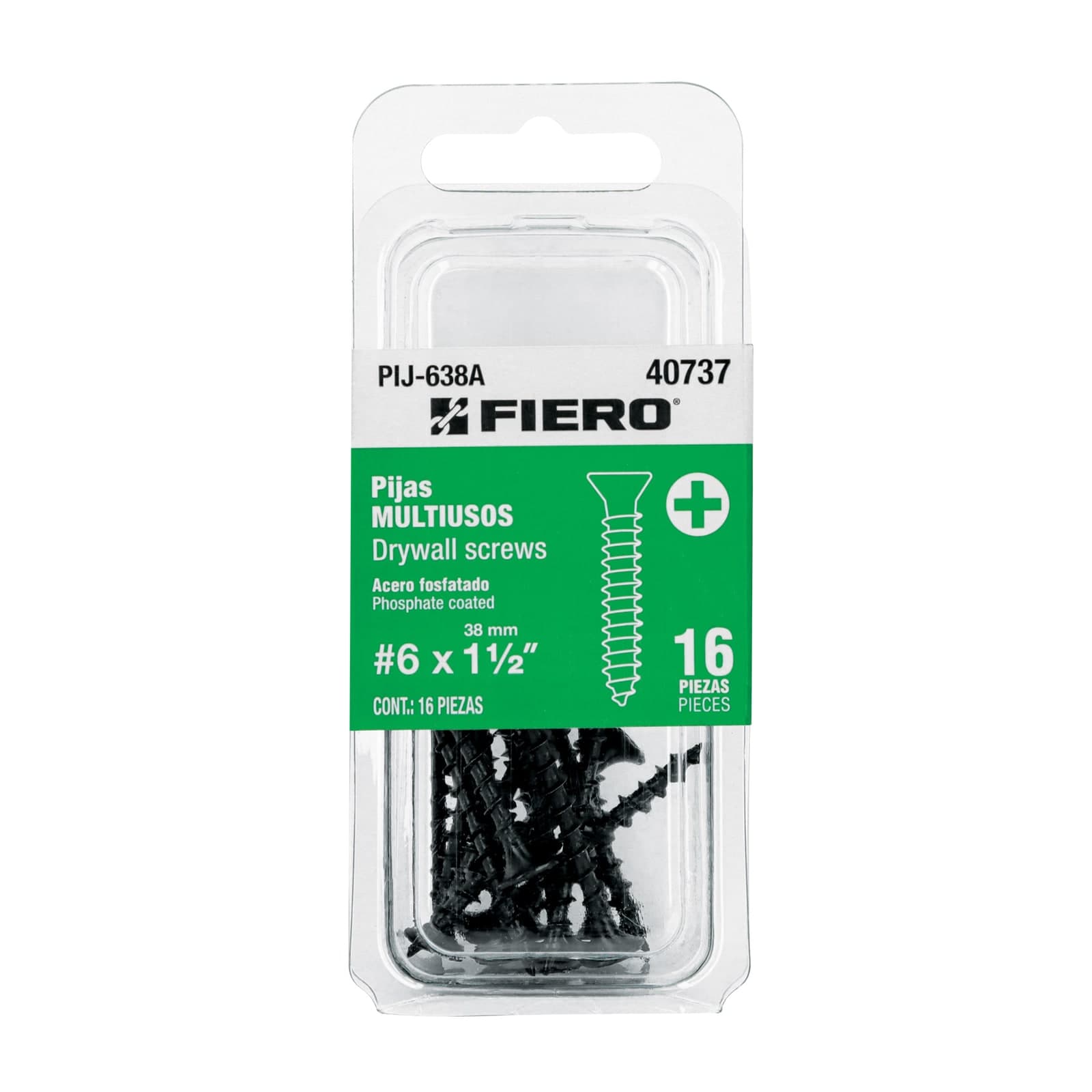 Pija Negra Blister #6 x 1-1/2 16 Pzs PIJ-638A Fiero