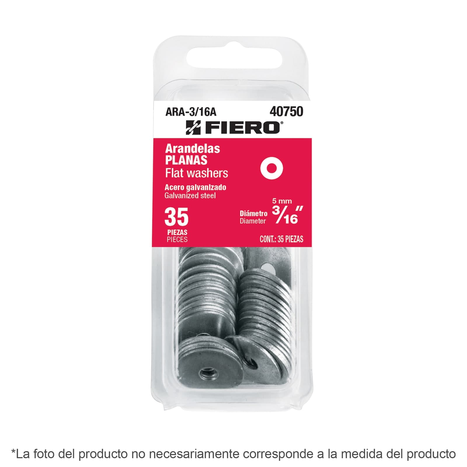Arandela Acero Galvanizado Blister 30 Pzs 1/4" ARA-1/4A Fiero