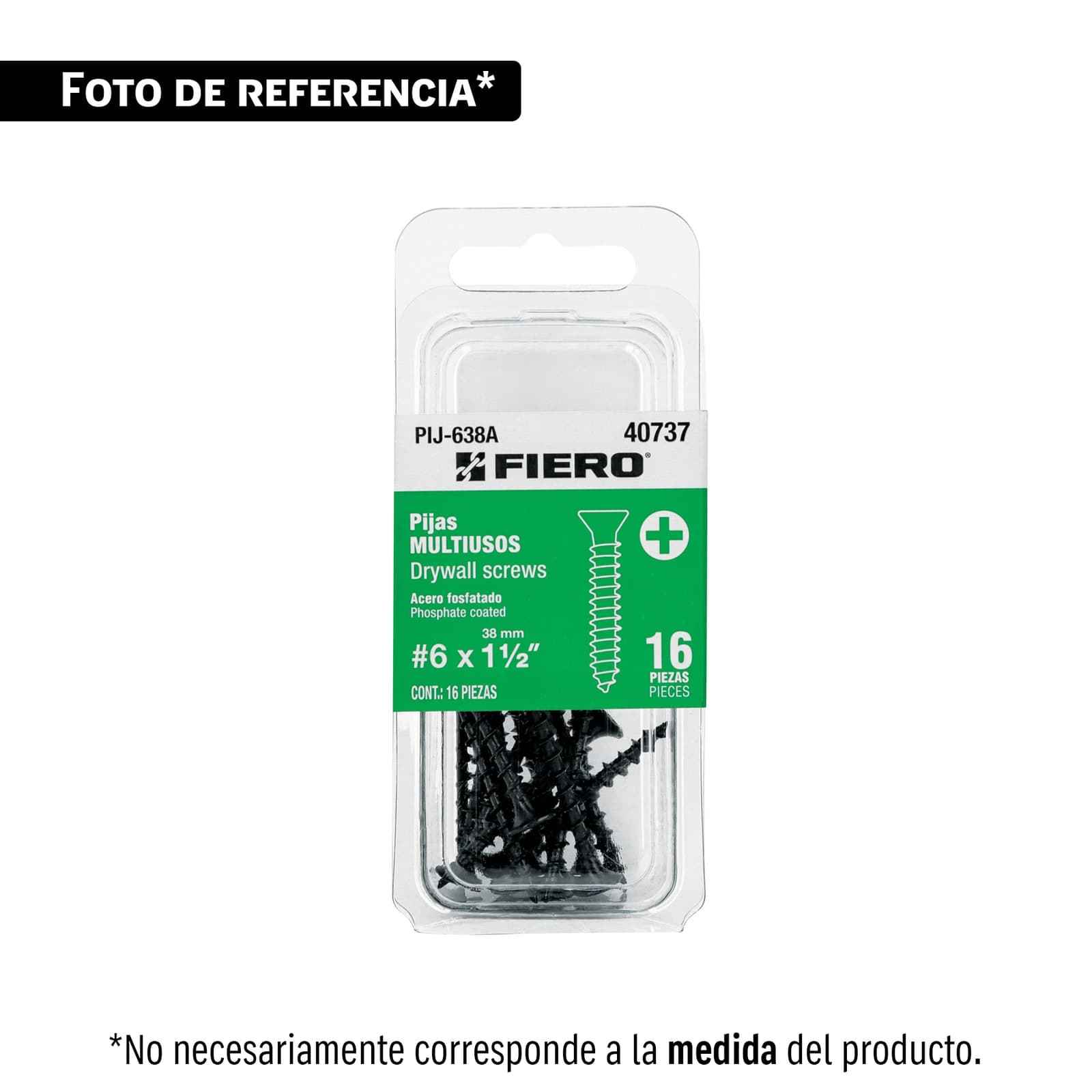 Pija Negra Blister #10 x 1-1/2 10 Pzs PIJ-1038A Fiero
