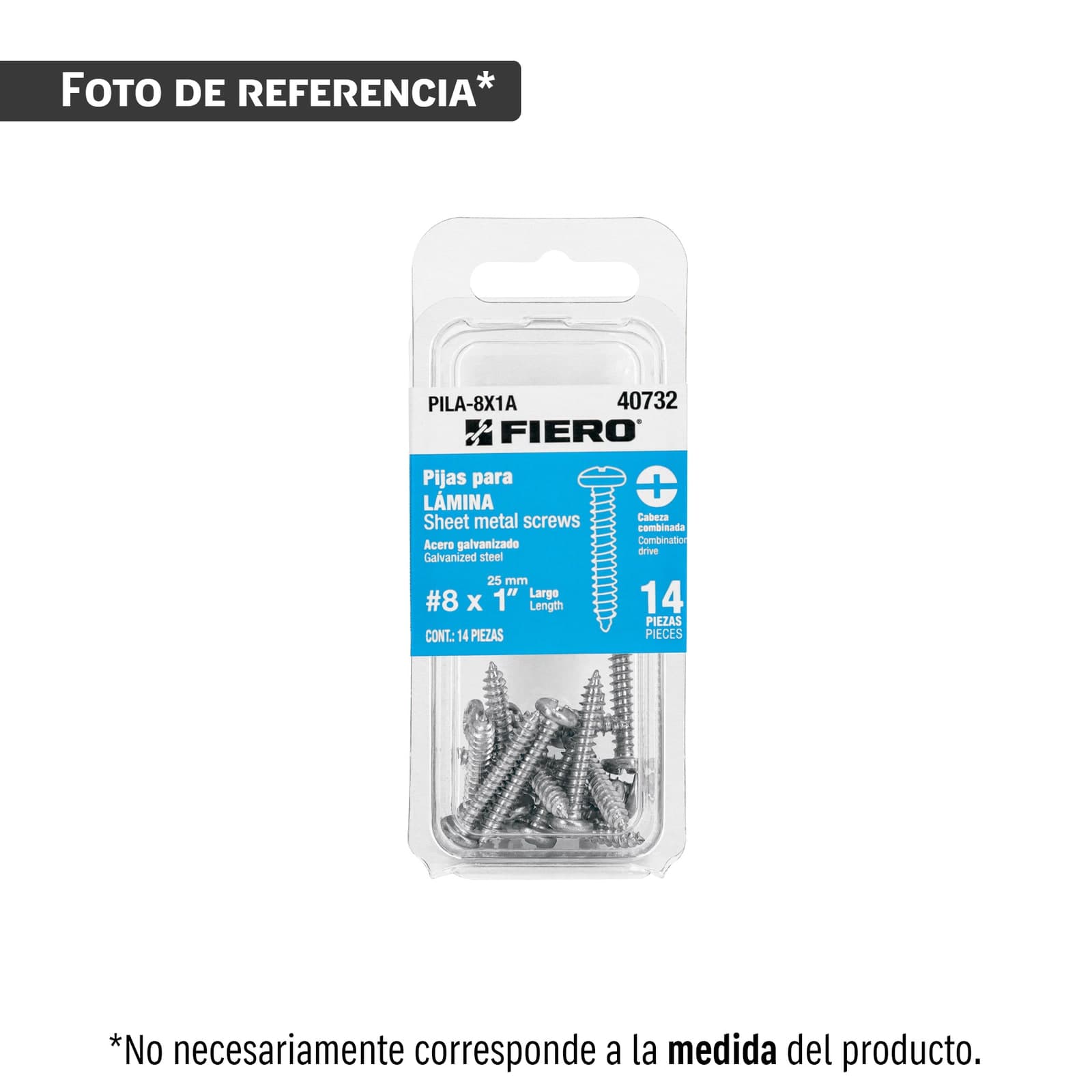 Pija P/Lamina Blister #8 x 2" 8 Pzs PILA-8X2A Fiero