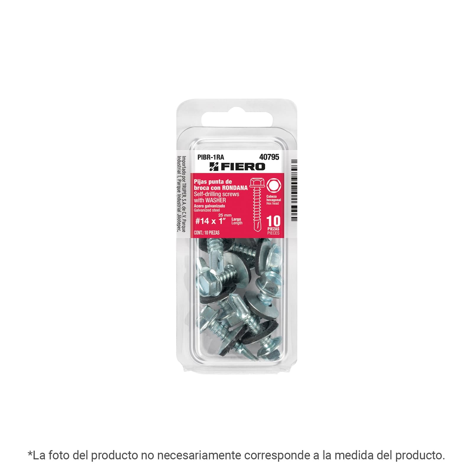 Pija Punta Broca C/Rondana Blister Cabeza Hexagonal 1-1/2" 7 Pzs PIBR-1-1/2RA Fiero