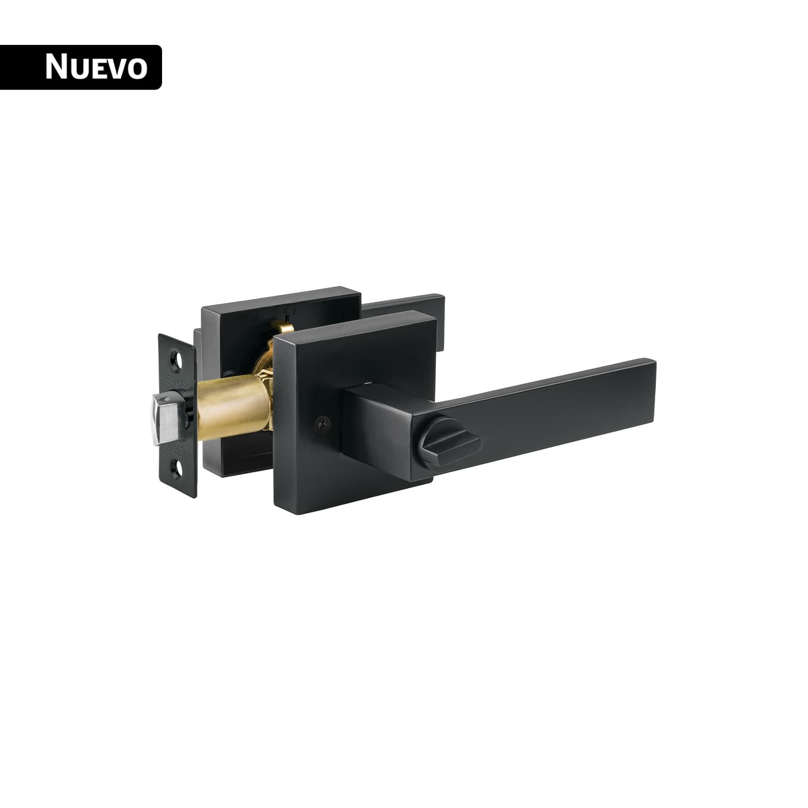 Cerradura Manija Cuadrada P/Baño Negro Mate CEMA-26B Hermex
