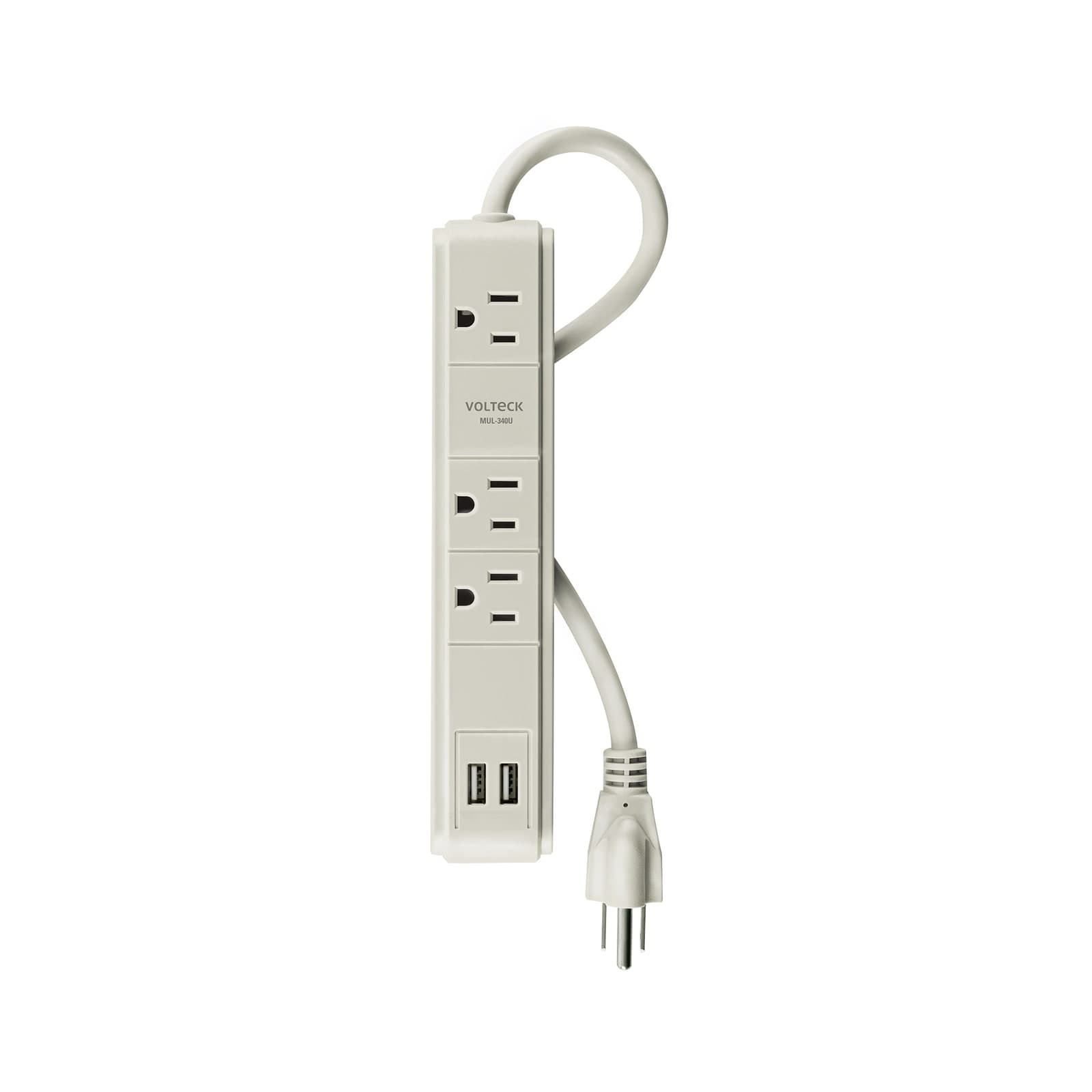 Multicontacto 3 Entradas C/USB Aterrizado MUL-340U Volteck