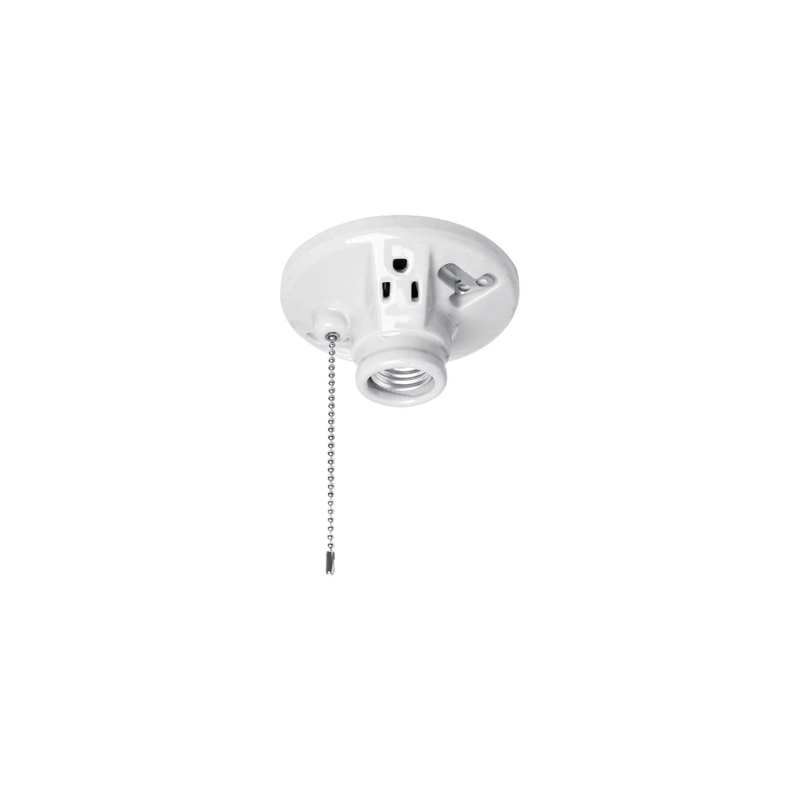 Portalampara Porcelana Redondo C/Contacto y Cadena 4-1/2" POPO-20 Volteck