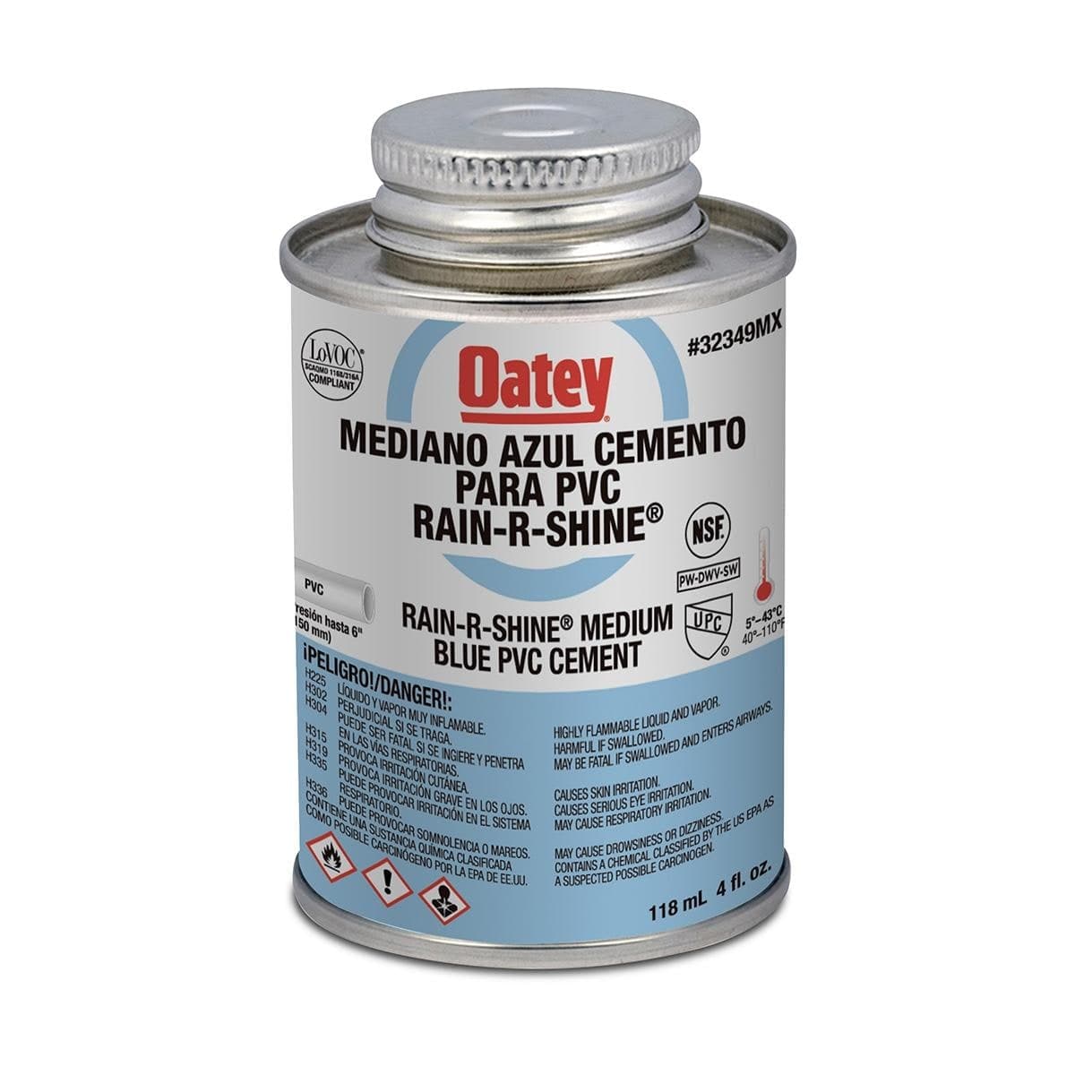 Pegamento P/PVC Azul 118 ML Rain-r-shine 32349MX Oatey
