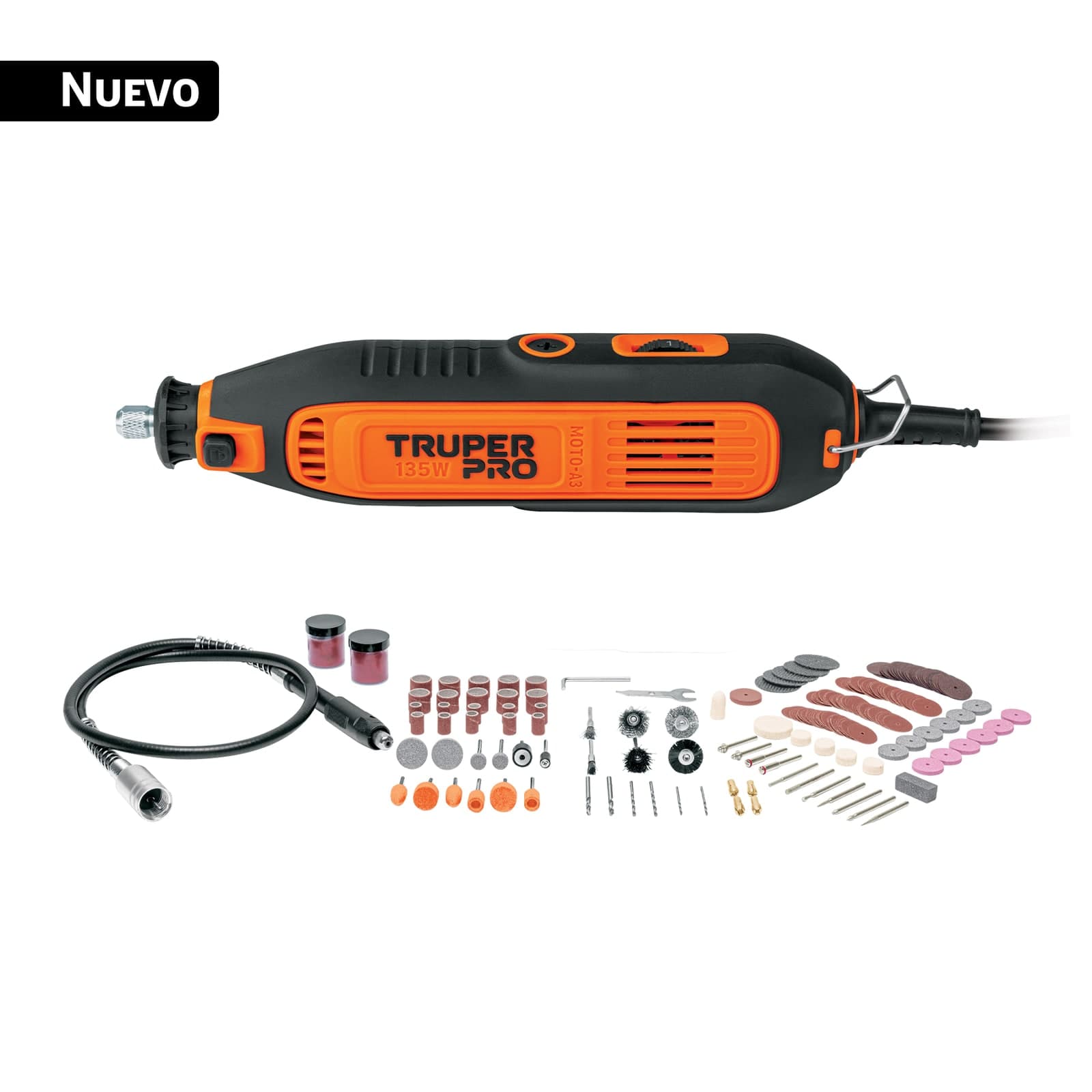 Herramienta Rotativa 135 W 36000 RPM 211 Accs MOTO-A3K Truper